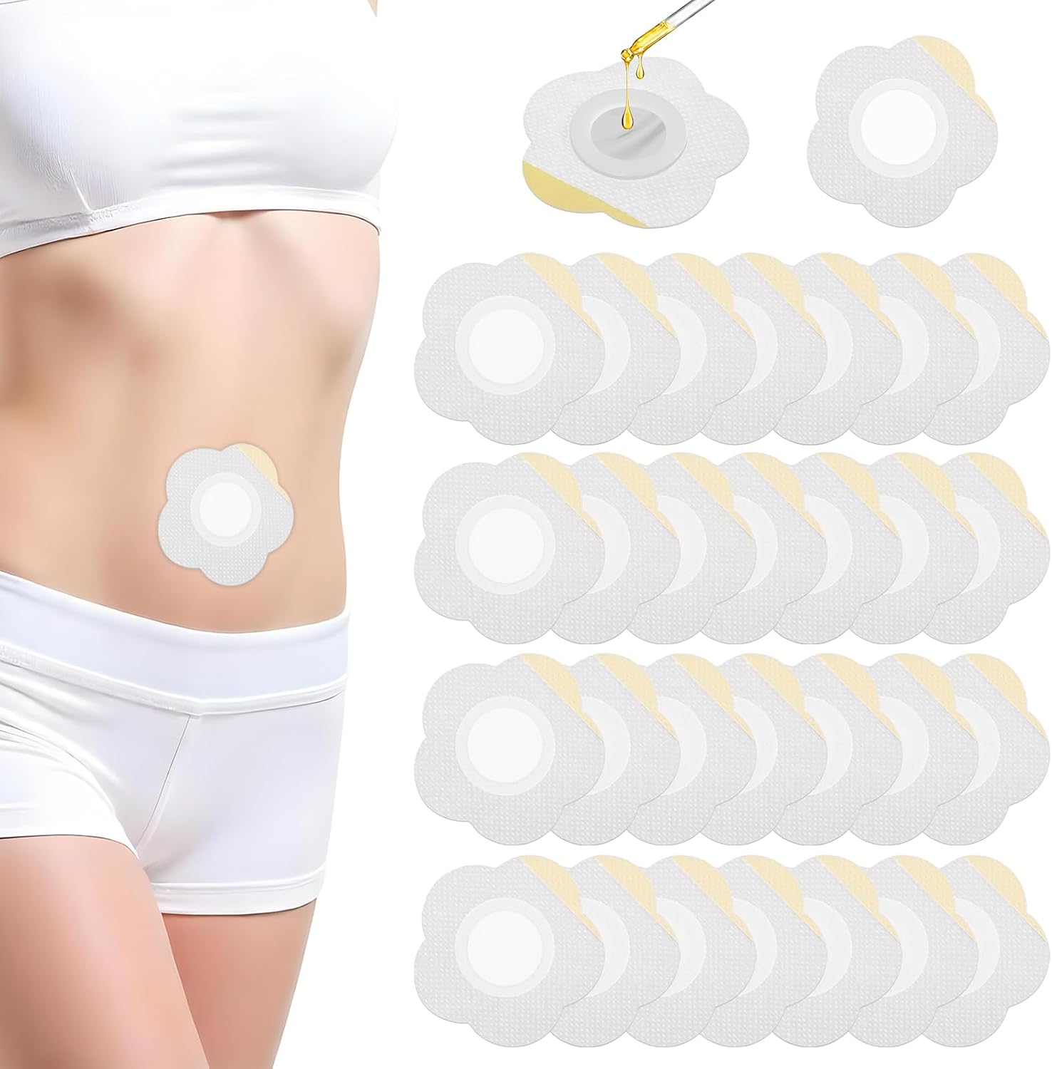 Disposable Castor Oil Belly Button Patches, Made Of Breathable Non-Woven Fabric, Unisex (Oil-Free)