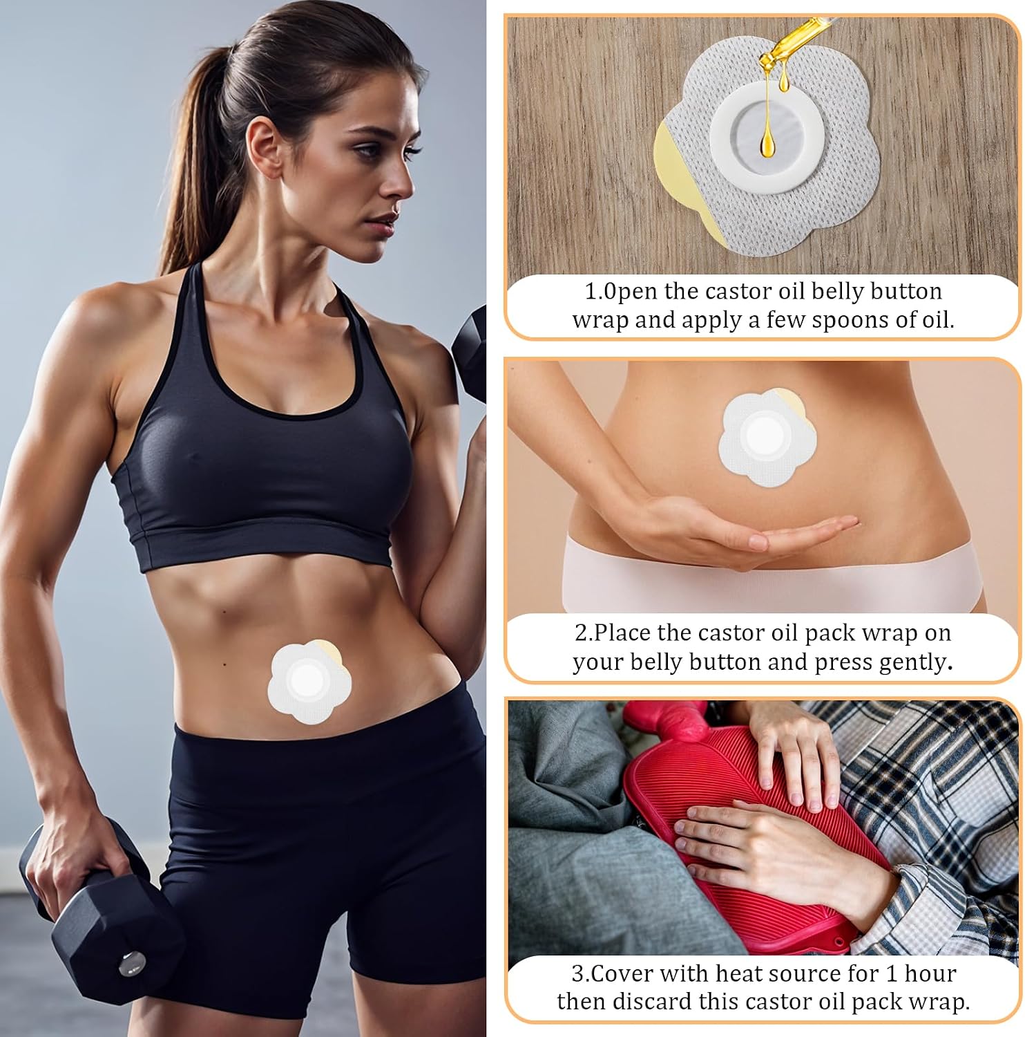 Disposable Castor Oil Belly Button Patches, Made Of Breathable Non-Woven Fabric, Unisex (Oil-Free) - Image 5