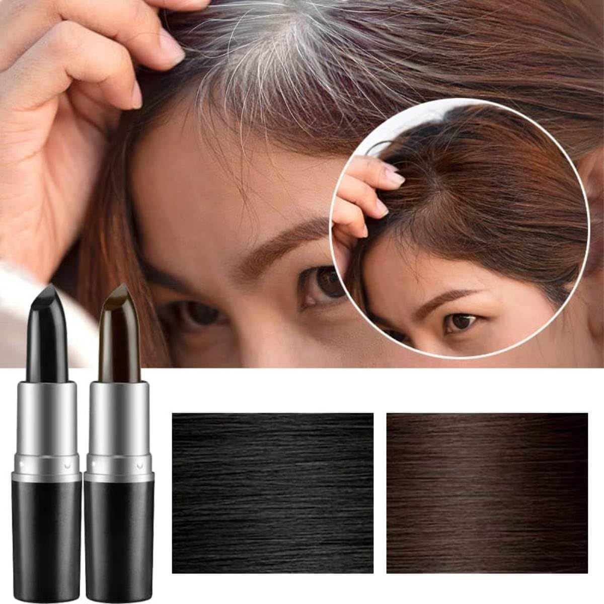 Hair Color Touch Up Stick, One-Time Hair dye pencil Temporary Hair Lipstick | Dark Brown & Black - Image 2
