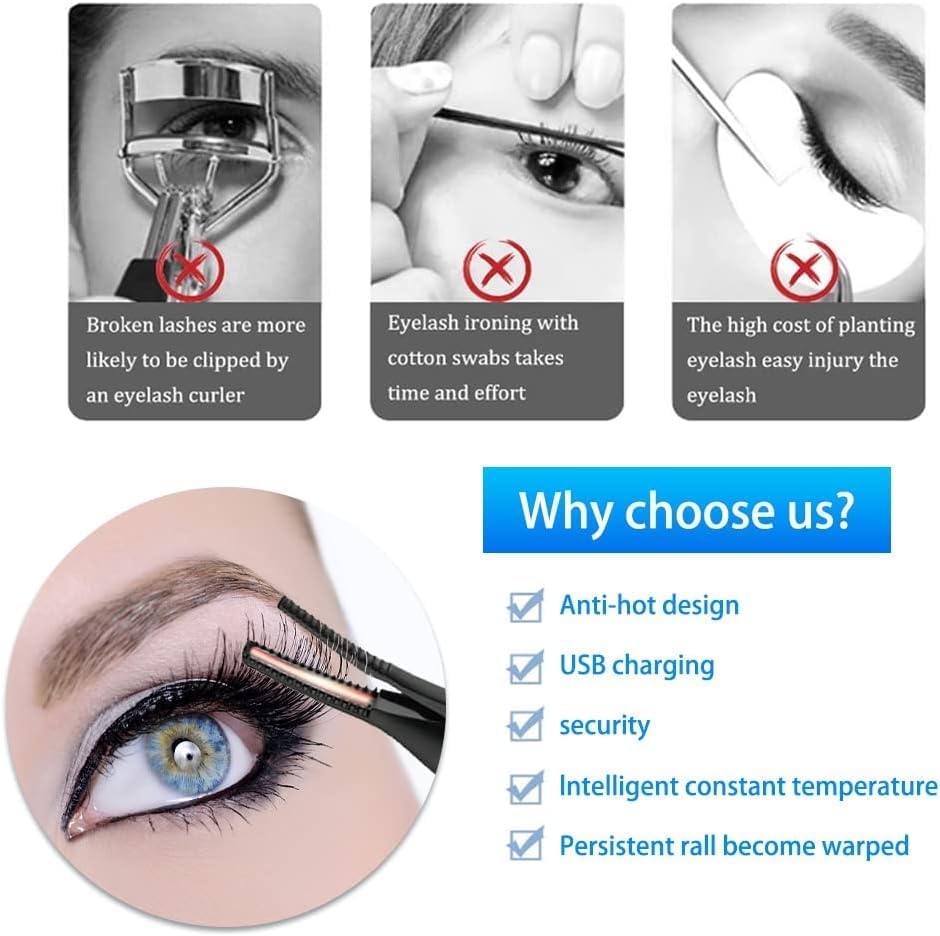 Heated Eyelash Curler Electric 2-in-1 Heatable Eyelash Brush with 3 Temperature Modes - Image 3