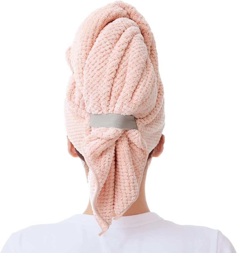 Quick-Drying Absorbent Hair Drying Towel Pink