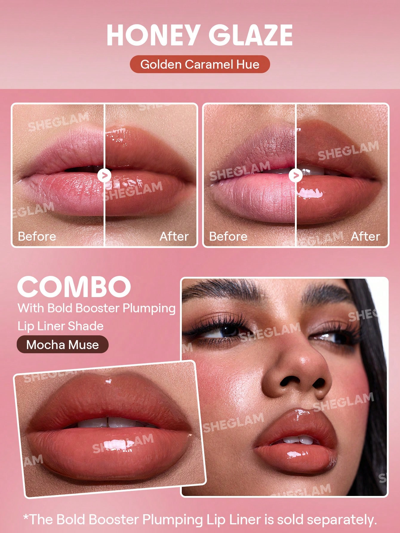 SHEGLAM Bold Booster Lip Plumper-Honey Glaze - Image 4