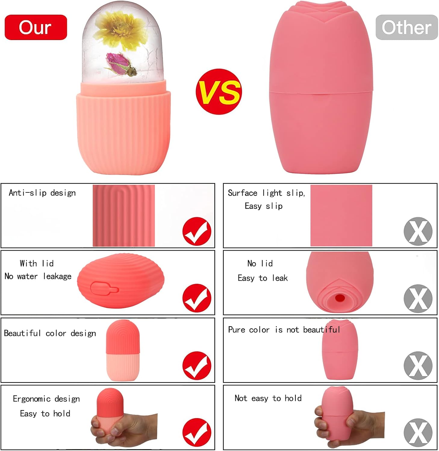 Ice Roller | Relieving Facial And Eye Puffiness | Pink - Image 4