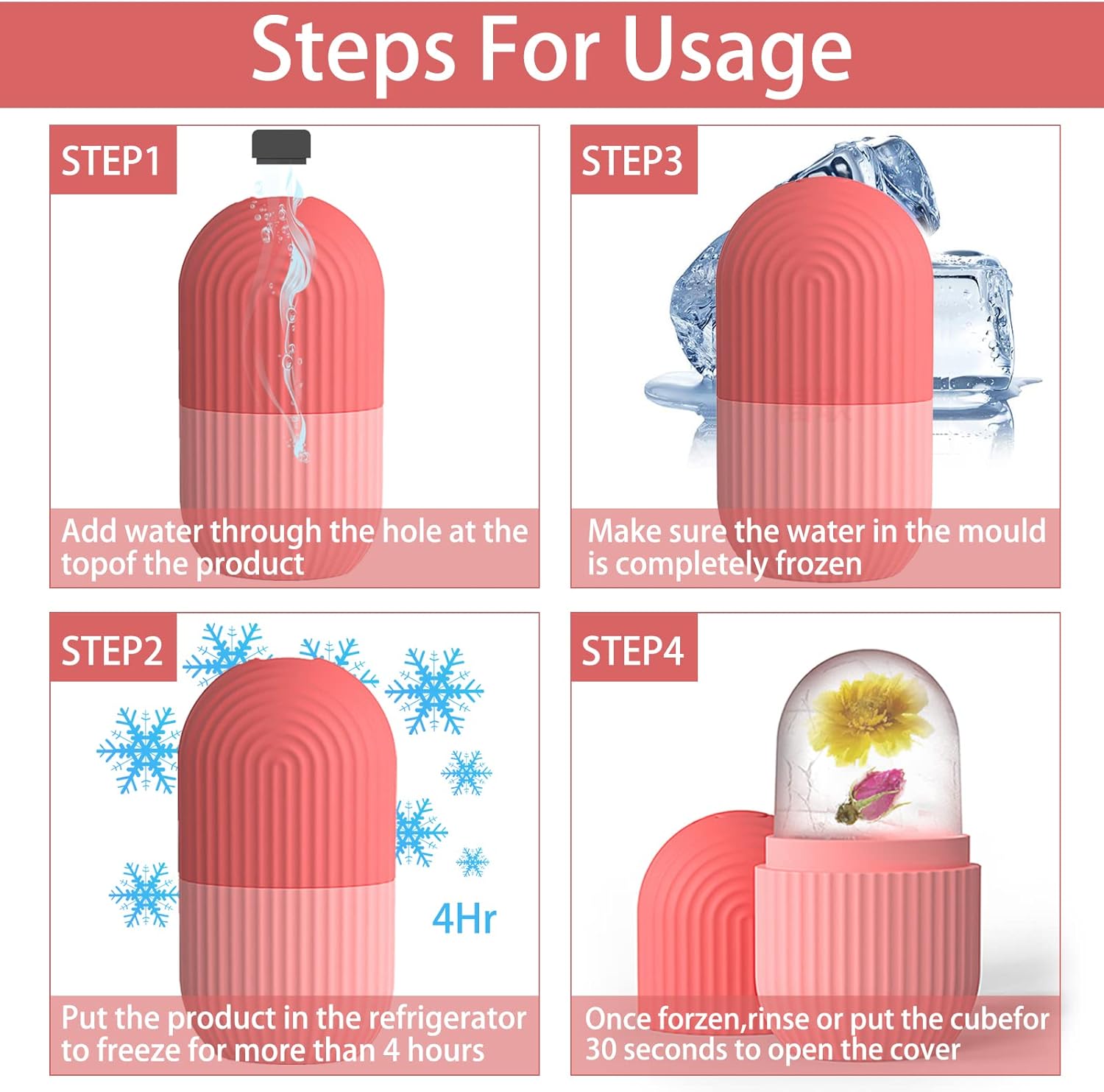 Ice Roller | Relieving Facial And Eye Puffiness | Pink - Image 3