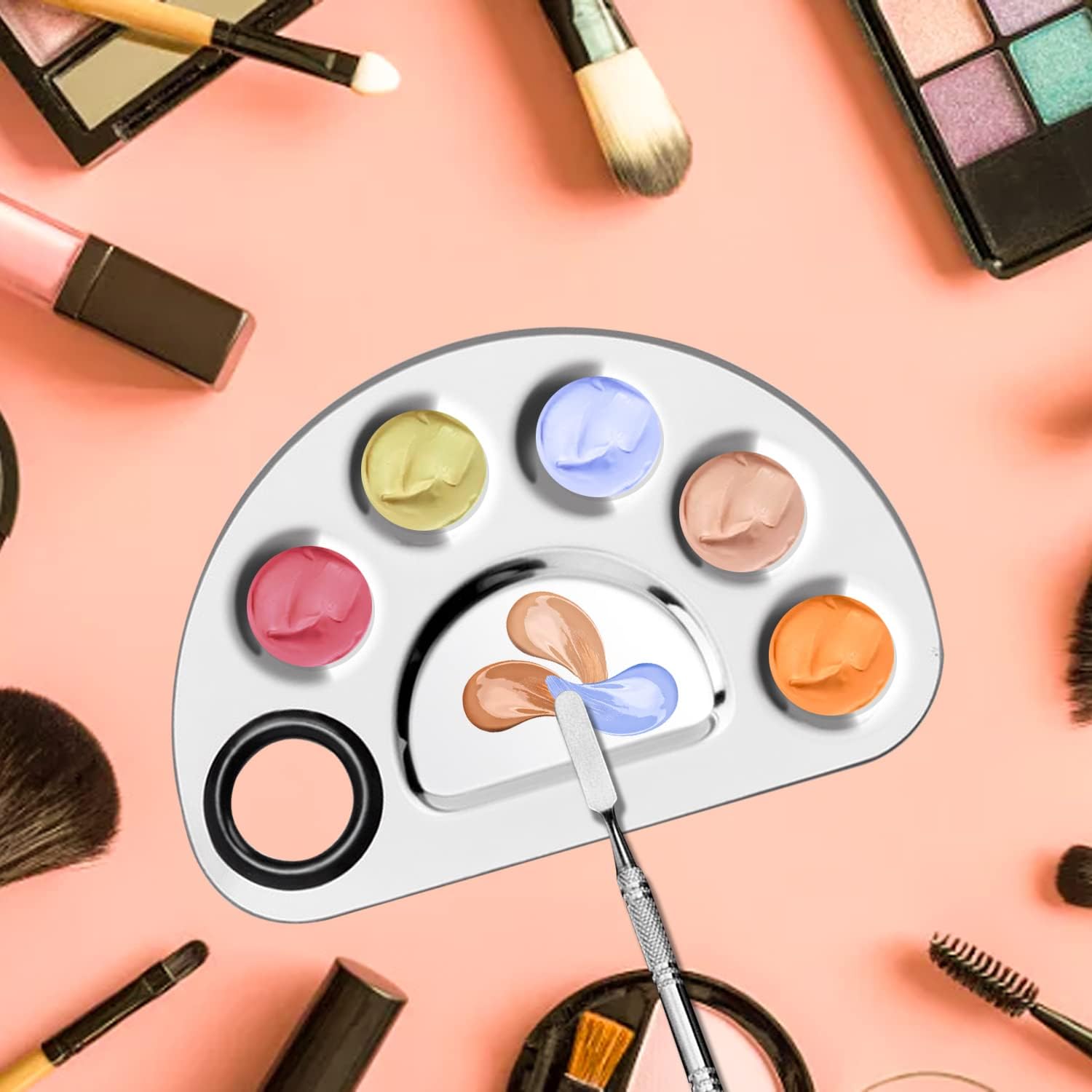 Stainless Steel Makeup Palette With Colorful Base - Image 7
