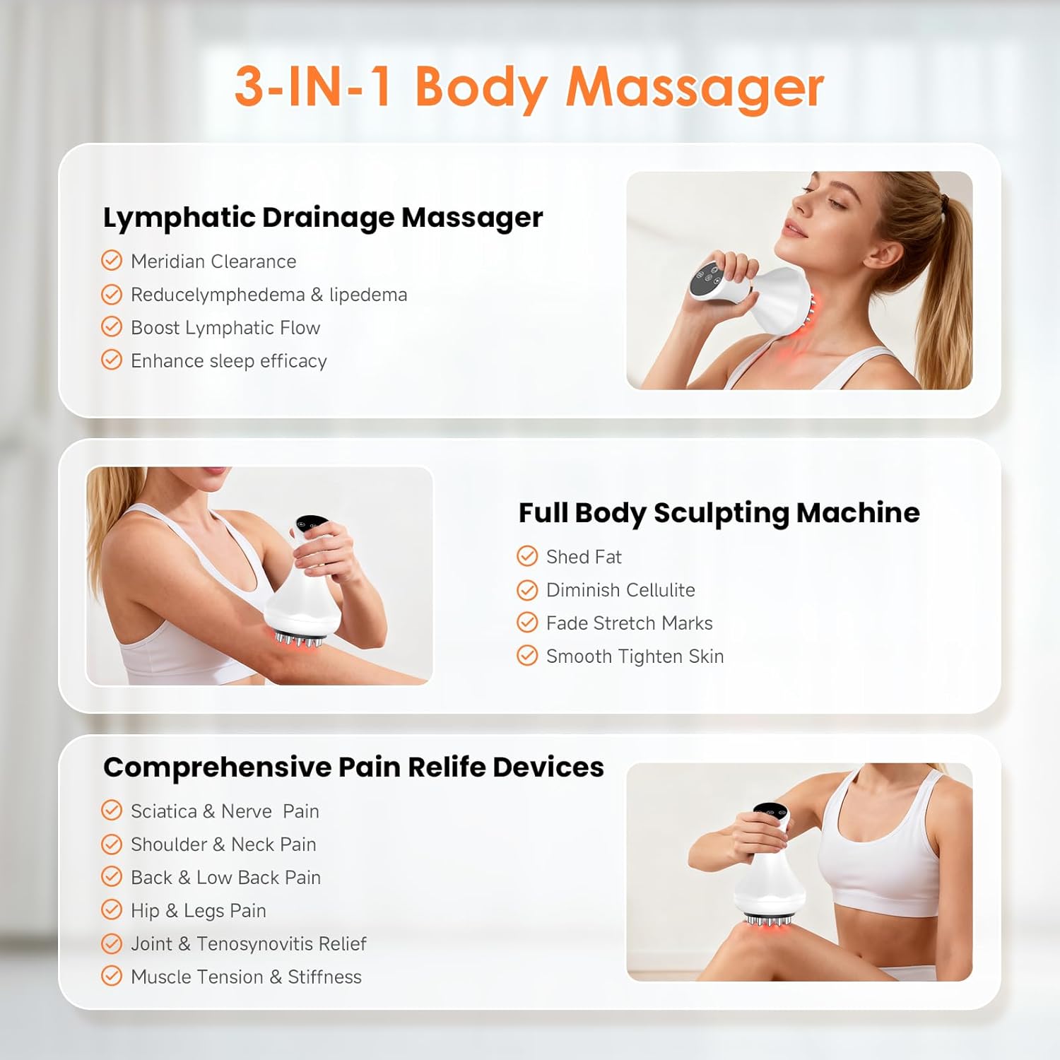 Body Sculpting Machine, Lymphatic Drainage Massager & Anti Cellulite Massage Tool, Helps Reduce Stretch Marks & Cellulite | Targeted Relief for Sciatica | Nerve, Hip, Joint, Muscle and Lower Back Pain - Image 6