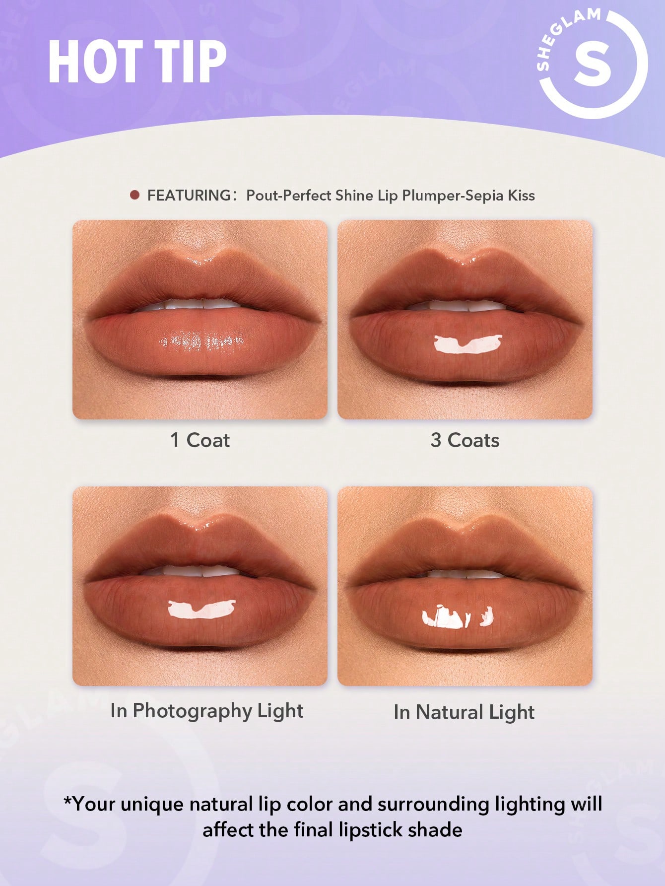 SHEGLAM Pout-Perfect Shine Lip Plumper-Walk On The Beach - Image 2