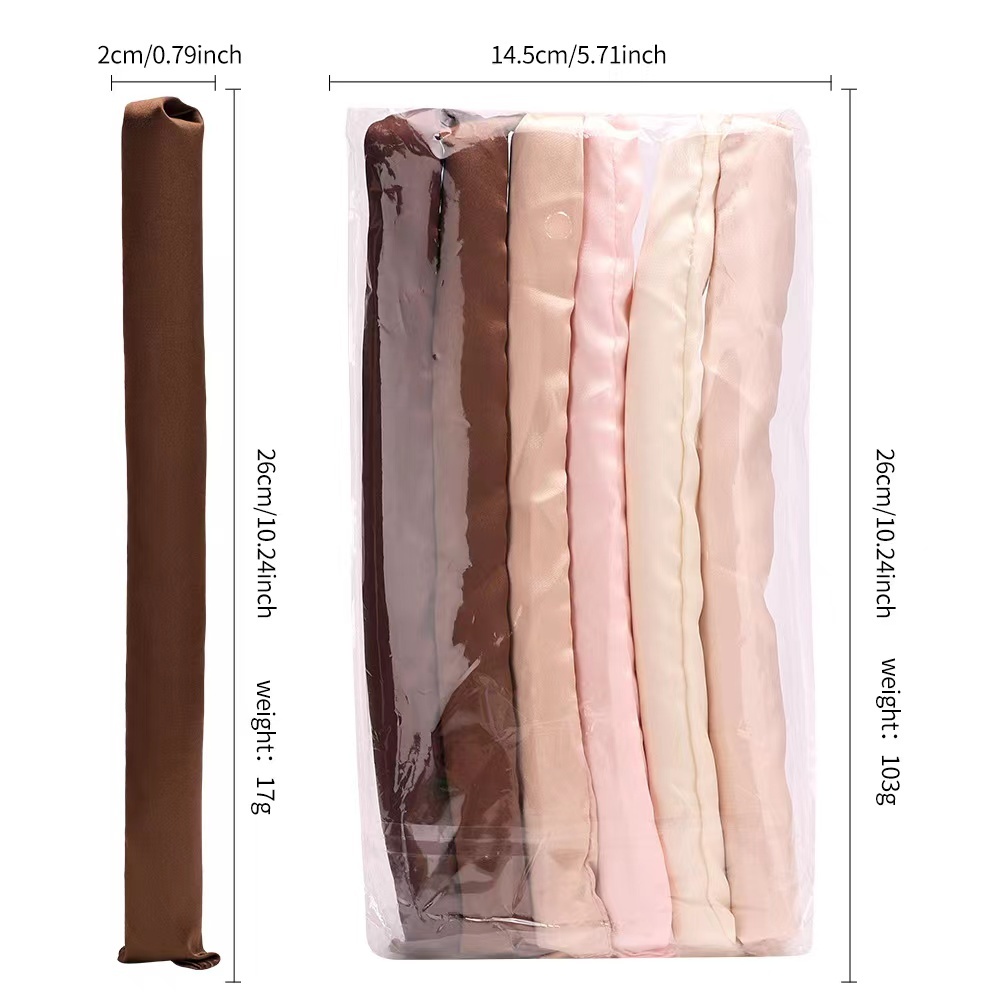 6pcs Kit Twist Sponge Sleep Satin Hair Curling Rod Set - Image 5