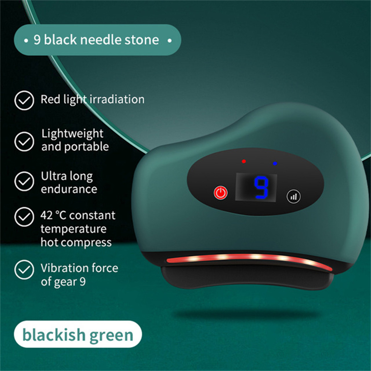 Green Heating Vibration Massager LCD Display Multi-Purpose Portable Office Travel - Image 2