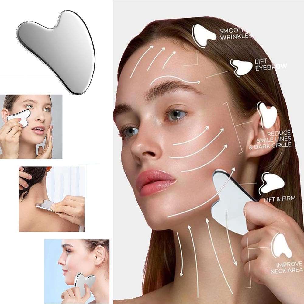 Gua Sha Stainless Steel Tool for Face Lift, Muscles and Face | Massager for Face, Eyes, Neck & Body - Image 6