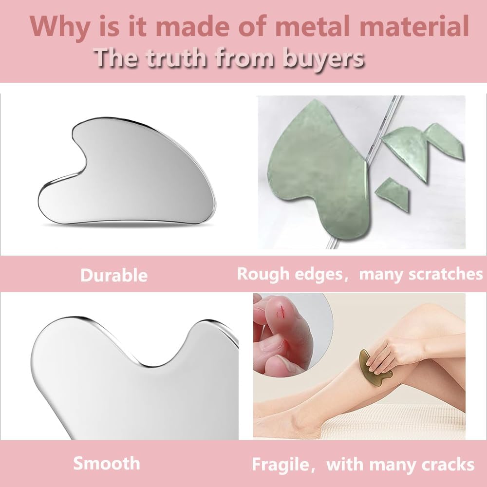 Gua Sha Stainless Steel Tool for Face Lift, Muscles and Face | Massager for Face, Eyes, Neck & Body - Image 5
