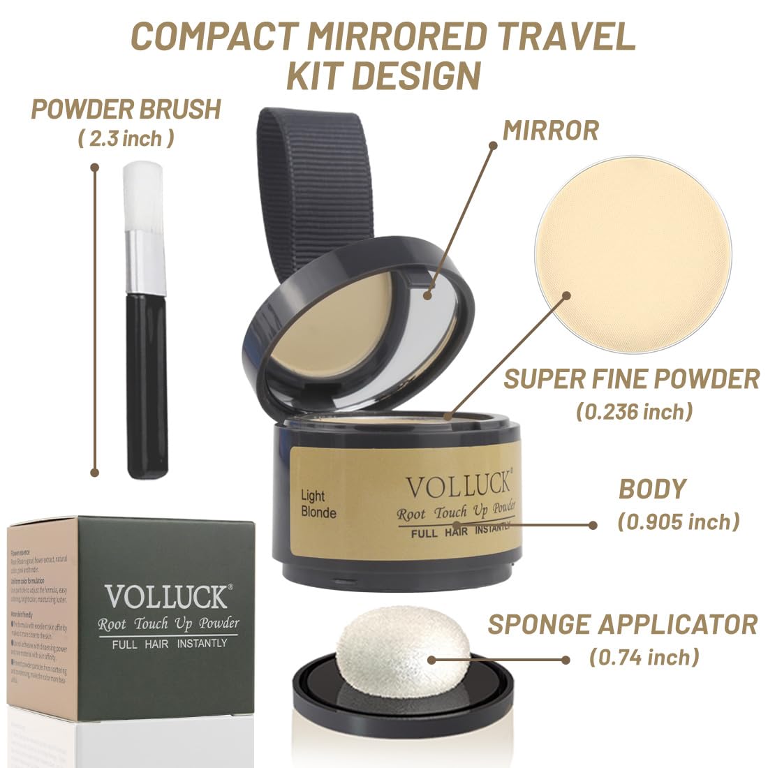 Volluck Light Blonde Hair, Root Touch up Powder, Instant Hairline Powder for Thinning Areas and Gray Hair Light Blonde - Image 2