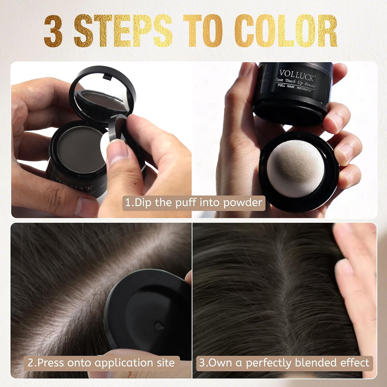 Volluck Light Blonde Hair, Root Touch up Powder, Instant Hairline Powder for Thinning Areas and Gray Hair Light Blonde - Image 5