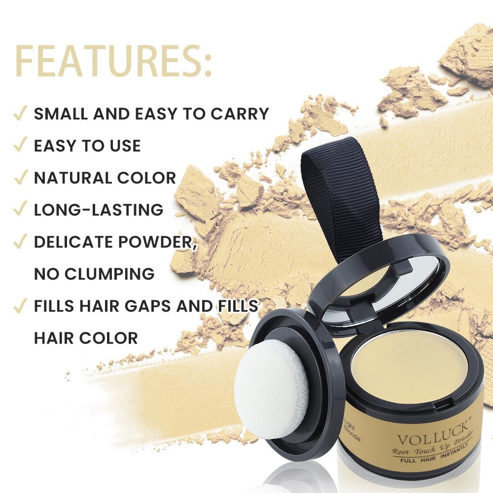 Volluck Light Blonde Hair, Root Touch up Powder, Instant Hairline Powder for Thinning Areas and Gray Hair Light Blonde - Image 3