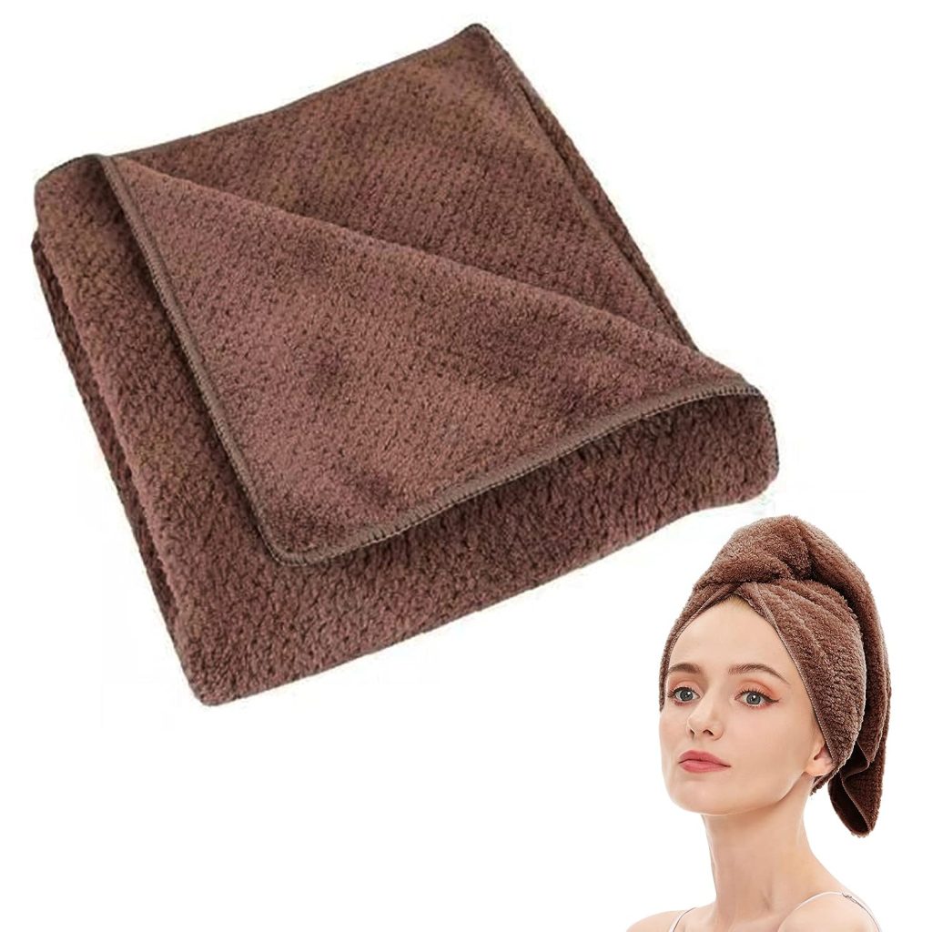 Quick-Drying Absorbent Hair Drying Towel Dark Brown