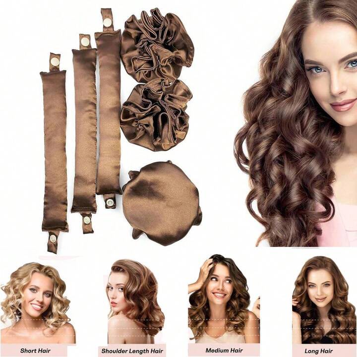 Heatless Hair Curler 3+3Hair Curling Roller Dark brown - Image 3