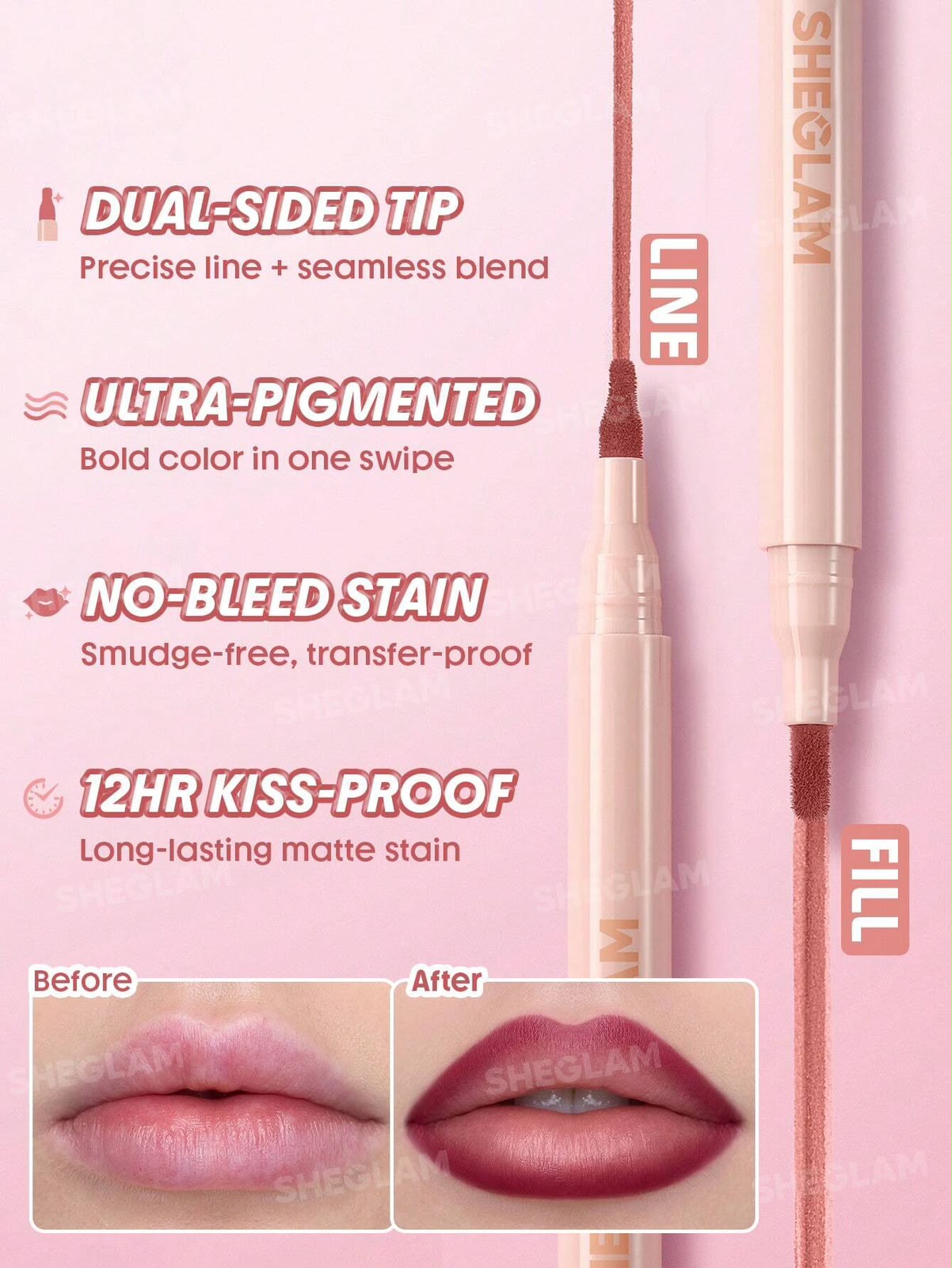 Sheglam True Stain Liquid Lip Liner-112 Plum Sauce. - Image 6
