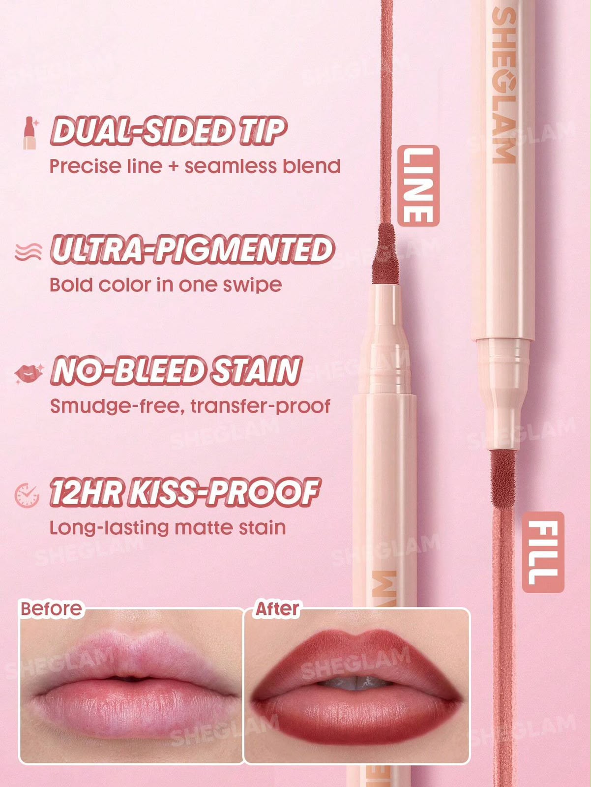 Sheglam True Stain Liquid Lip Liner- 309 Cherry Bark - Image 4