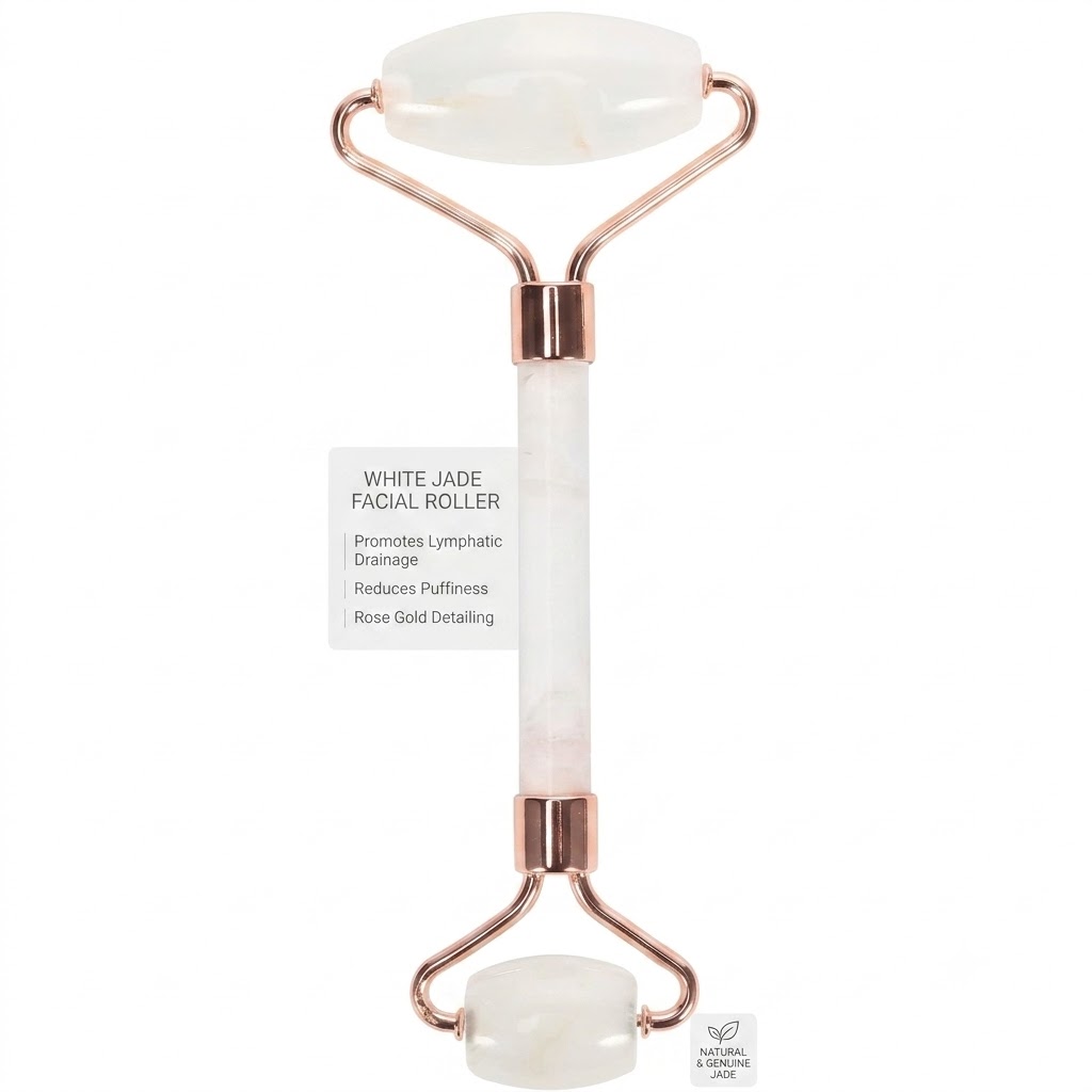 White Natural Face Roller, Sculptor for Aging Wrinkles and Puffiness